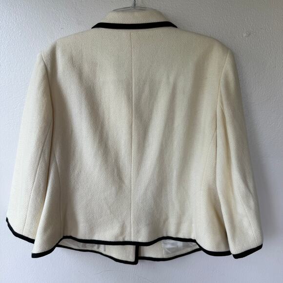 Lauren Ralph Lauren Cream wool blend 3/4 jacket black trim size 20W - Picture 7 of 10